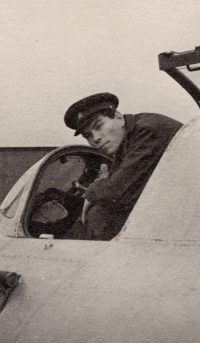 Jiří Ježek on Il-18 bomber in Hradec Králové, circa 1965