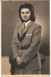 The last photo of Marie Rychlíkové in Sokol costume, 1948