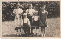 Holiday in the area of Wallachie, 1930s, Marie Rychlíková is first from the right 
