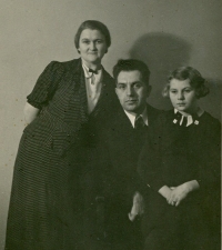 Grandmother Marie and grandfather Roman with their daughter Drahomíra, about 1936 