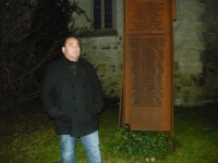 At the memorial to the Roma victims of Nazism in Ravensbruck