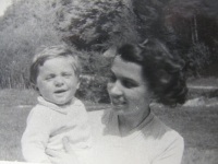 With her first-born son in Filipovo údolí in the area of Horácko in 1959