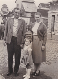 The Veselský Family and their daughter Dana on a pilgrimage in Lipnice nad Sázavou, early 1960s