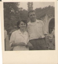With her husband in Luhačovice, circa 1957