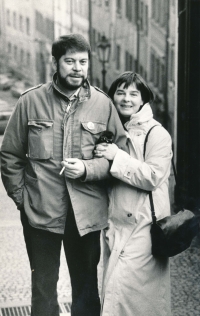 Jaroslava Tvrzníková with her husband Martin Štěpánek, Christmas 1989
