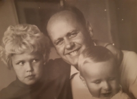 With his children