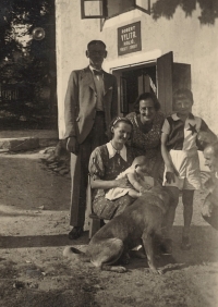 Antonín in the Slavia football club jersey on a visit at his relatives. 1937