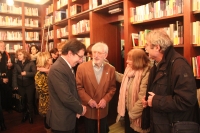 Grand opening of the B. Lesfargues library in Barcelona on January 20, 2015. In the front (from right): 1. Jaume Cabré, 3. Bernard Lesfargues, 4. Àlex Susanna
