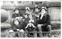 Hells Angels band on the square in Jaroměř in 1967