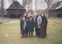 Fr. Drápal in small town of Rožnov p. R., from the shooting with the filmmakers