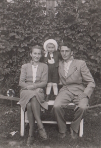 Fr. Drápala with his parents Jarosl. and Bozena, 1942 