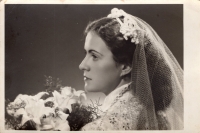 Milena Hercíková at her wedding in 1954

