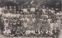 Josef Novosad with his classmates at school in Velký Zdenec, 1937