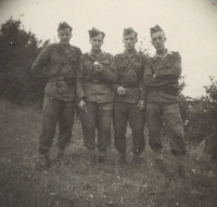 With his friends in the army. 1950's