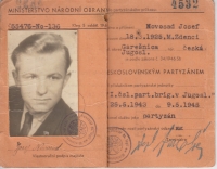 Partisan card of Josef Novosad 