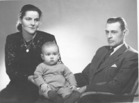 with his parents