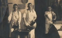 From left: uncle Stanislav Krtička with a confectioner from Sacher hotel, Vienna