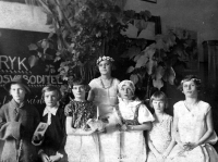 Milena Ručková's mother Marie Pětrošová (second from the right) when she started to train to be a seamstress / early 1930s