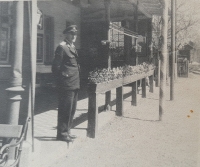 Her father at the railway station in Dolní Kralovice, mid 1950s
