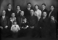 Žilina 1926, 2nd row from the right, father Juraj, grandfather Július, from the top right, grandmother Rudolfina, father's siblings Eugen and Elza