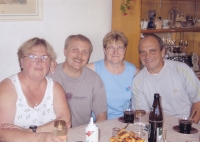Siblings (from left): Marie, Josef Kundera, Karla and Petr, Vizovice, 2000