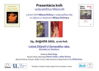 Bratislava 2021, invitation to the presentation of books by Martin Rodan and Milan Rúfus