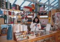 Jarmila Nyklesová, packing service, K-Mart on Národní třída in Prague, 1990s		