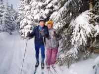 Cross-country skiing in Vysočina near the hotel Svratka - Vladimír Popelka with his wife Zdena, 2004