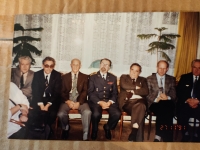 Prague 1991, with the poet Haim Gury and Czechoslovak instructors of the Israeli army