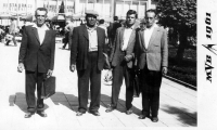 Josef Serinek (second left) at the exhibition grounds in Brno in 1961 (probably on the occasion of the former resistance fighters' reunion).