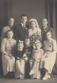 The wedding of parents, Václav Kršík and Olga Kršíková, née Burešová in 1950

