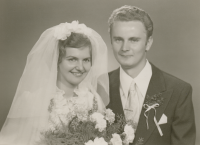 Wedding photo of Mr. Kršík and Mrs. Kršíková, 1974