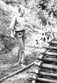 Vladimír Popelka at a camp, 1978