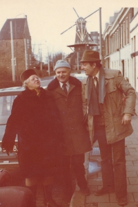 Her parents visiting the city of Delft in the Netherlands in the 1980s, her husband Jiří Hora is on the right
