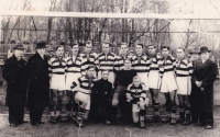 Polonia Karviná football club, founded by Jindřich Kubienka's father (second from left) / before World War II