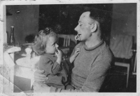 With her father, 1943