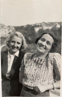 Mom with Mrs. Brodilová, headmistress of the school on Maredův vrch
