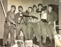 Zbyněk Jakš (in the middle) in the army, 1989