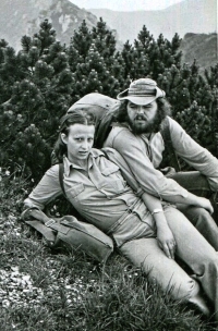 Hike with wife Blanka, 1980s