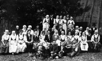 His uncle Jan's wedding, top left mother and father, Mosty u Jablunkova, 1926