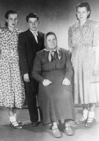 From the left, sister Hilda, brother Herman, mother and Berta, circa 1949