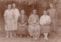 Mum (second from the right in a white shirt) with her sisters, Berzáska in Romania, 1920s
