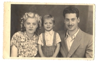 Mom's sister Anči with her husband and son in 1949 