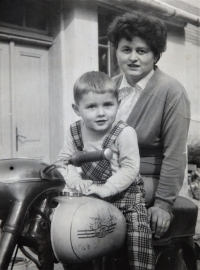 Marie Kovářová with her son