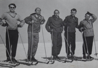 With friends on cross-country training at Luční, March 1955