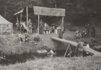 Scout camp Arnoštov - camp buildings, 1950