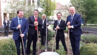 Witness with representatives of the twin towns planting a partnership tree (2017)