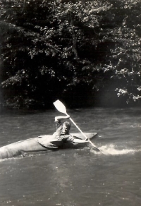Pavel Taich on a kayak