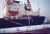 Československá námořní loď Třinec, přístav Narvik, Norsko, 1985