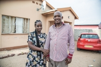 Mr Nepolo with his daughter, who stayed with him for a few months in Prachatice, today in Ongwediva